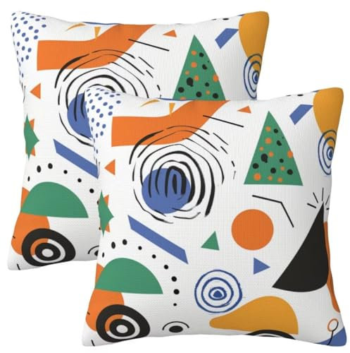 Kissenbezug 40x40 cm 2er Set Herbst Deko Kissen Bunt Gitter Kissenbezug, Quadrat Kissenbezüge, Weicher Sofakissen, Kissenhülle Herbst, Zier Kissen Mit ReißVerschluss, Couch Deko Schlafzimme 16x16Inch