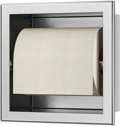 Bernkot Unterputz-Toilettenpapierhalter Edelstahl, WC Toilettenpapierhalter für das Badezimmer Halterung,17.3×17.3×8.7cm, Silber