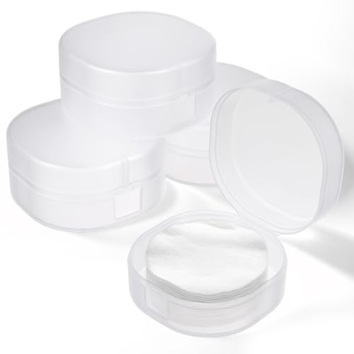 QfwdfcTrenz 4Pcs Plastic Cotton Round Holder Cosmetic Cotton Pad Holder White Portable Travel and Sealed for Makeup Remover Cotton Balls Beads