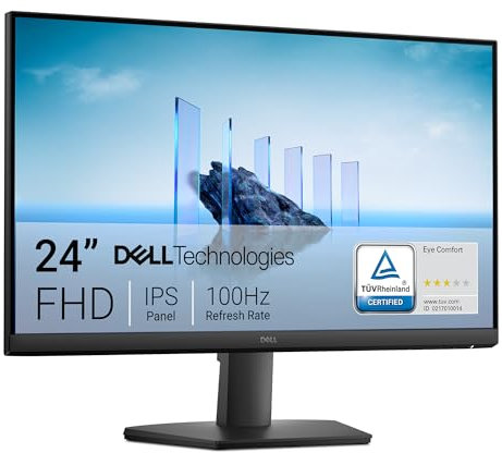 Dell 24 bildskärm - SE2425HM - 23,8 Full HD (1920x1080) 16:9 100Hz, IPS-panel, antireflex, VESA, 1 HDMI/1 VGA, lutbar, ComfortView Plus, 3 års garanti - svart