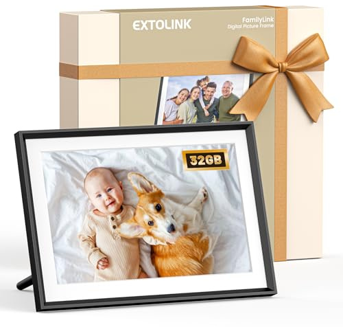 EXTOLINK 10.1 Smart WiFi Digital Picture Frame with 32GB Storage,Electronic Photo Frame with 1280 x 800 HD IPS Touch Screen Auto-Rotate for Wall/Tabletop, Gift for Woman,Mom, Dad, Wife