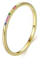 Mesnt 9K Gelbgold Damen Goldring 375 mit Rund Zirkonia, Größe 63 (20.1)