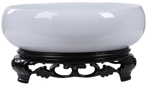 Cunlvyyds Lotus Bowl Planter, 8.1x3.0 Inch Ceramic Planter with Stand, Round Bonsai Pots for Office, Garden, Indoor, Outdoor, Lotus Bowl
