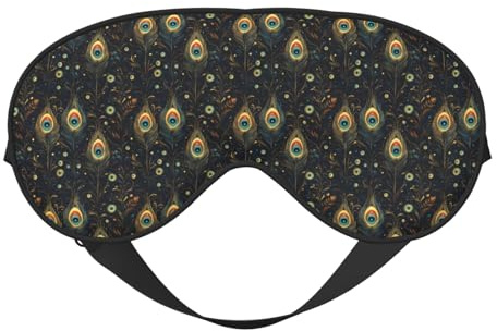 Máscara de sueño para hombre y mujer – Máscara de sueño vintage con diseño de plumas y hebilla ajustable para viajes, máscara de sueño opaca, cómoda máscara de sueño para hombre y mujer
