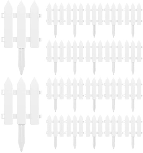 MOUNTTU Lot de 22 clôtures Blanches en Plastique Blanc, Petites et élégantes, Bordures décoratives de 20 x 18 cm pour Jardin, aménagement paysager, fermes, clôtures décoratives en Plastique Blanc