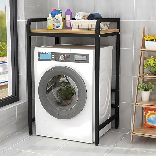 YDEHUEAD Waschmaschinenregal,Badregal mit Regal, WC Regal über Waschmaschine Toilette, Waschmaschinenschrank Überbauschrank, Toilettenschrank, Metall Holzwerkstoff (Black)