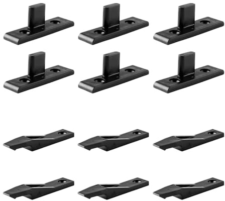 Bojueshaw 6 Pairs Plinth Clips,Kickboard Fastener Brackets,Upper and Lower Panel Fixing Set for Wardrobe Cabinets Home Kitchen(Black)