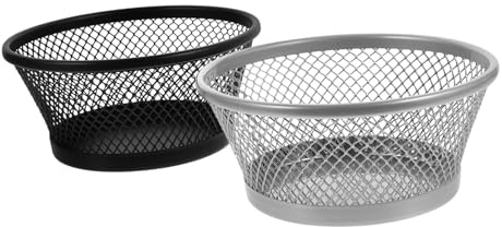 CLISPEED 2 Stück Mesh Paperclip Spender Behälter Büroklammer Organizer für Schreibtisch Aufbewahrung Stapelbar Langlebig Schwarz Silber
