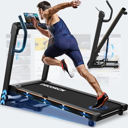 Tapis de Marche Pliable Inclinable pour la Maison | Tapis de Course 4.5CV Ultra Silencieux | 20 Niveaux, 1-16km/h, 150KG | LED, Bluetooth, pour Salle de Sport à la Maison, Marathon et Endurance