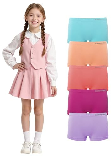 Channo Culotte da Ragazza in Nylon Elasticizzato: Senza Cuciture e Traspiranti per la Scuola l’Uso Quotidiano e Le attività Sportive Confezione da 5 Multicolore 4–16 Anni(Multicolor1,12-14 Anni)