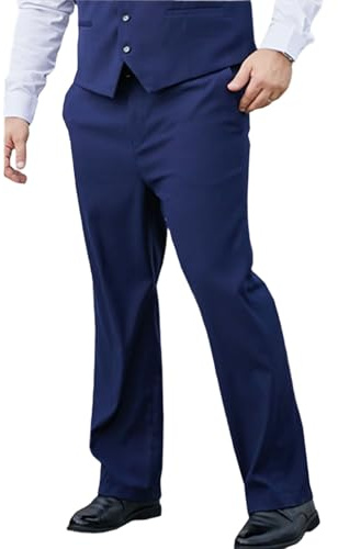 LIEROLYE Pantalons De Costume Pour Hommes De Grande Taille, Pantalon De Costume De Mariage Coupe Classique Sans Pinces, Pantalon Business Léger