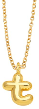 OAKKY Collana con Ciondolo Lettera a Bolle Spessa per Donne Trendy Carino Charm Ciondolo Alfabeto Personalizzato Oro Lettere Pallone T Collane