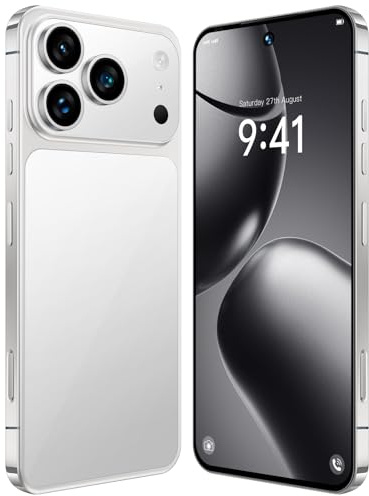 I17 Pro Max Telefono Cellulare 5G Sbloccato Android 15 Telefono Dual SIM Smartphone Con Fotocamera Da 108 MP E 78 MP Batteria Da 8000 MAh Standby 16 GB E 1 TB Smartphone A 10 Core,White-7.3 Inch