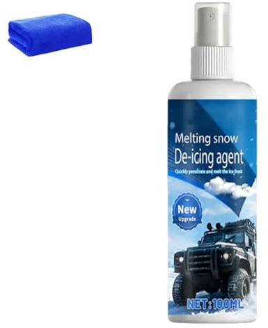 Spray dégivreur – 100 ml – Agent de dégivrage de fonte de glace | Spray anti-buée pour dégivrage – pour pare-brise, essuie-glace, voiture, camping-car, camion, garage, autoroute, parking