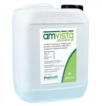 Amvista L2 Liquid Iron and Sulphur Seaweed Fertiliser, for Lawns | 5L, covers 1666m2, for Greener Grass and Hardier Turf, Effective Green-Up, Protect Lawn & Turf from Diseases