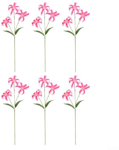 Bouquet di giglio artificiale, 6 pezzi, 60 cm, giglio finto con 3 teste ciascuno, fiori realistici in plastica, per decorazioni per matrimoni, decorazioni per la casa e l'ufficio, centrotavola (rosa
