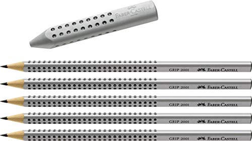 Faber-Castell Dreieckradierer Grip 2001 (Radierer + 5 Bleistifte HB, Keine Farbwahl)