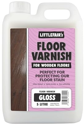 Littlefair’s Floor Varnish for Wooden Floors 5ltr - Quick Dry, Low Odour & Easy Clean - Tough & Hardwearing Formula - Premium Non-Yellowing Clear Polyurethane Varnish - Versatile Wood Floor Varnish
