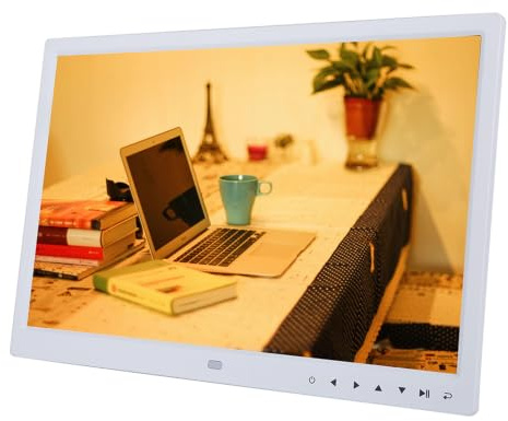 VBESTLIFE 15 Zoll Digitaler Fotorahmen,USB 2.0 1280 * 800 HD Screen Digital Bilderrahmen mit Wecker/Kalender Movie Player, für Familien und Freunde.(Weiß)