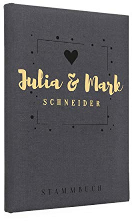 Hochzeitideal Stammbuch der Familie, Familienstammbuch, Buchbinderleinen grau, Nr. 184 inkl. Personalisierung