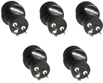 DINIC Reisestecker, Stromadapter für Dänemark, 3-Pin Netzadapter (5 Stück, schwarz)