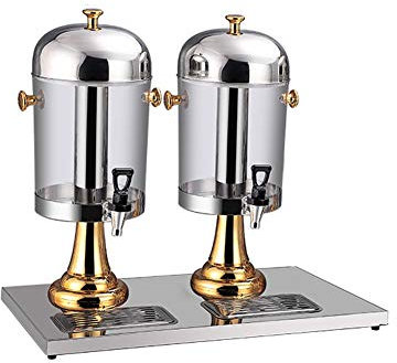 Aprilhp Dispensador de Agua Fría, Comercial Dispensador de Bebidas Acero Inox, 8L*3, Grifos y Compartimento de Hielo