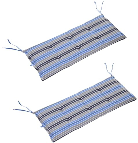 Outsunny Set of 2 Swing Chair Cushion 120L x 50W x 5T cm Blue Stripes | 2-3 Seater, Outdoor Garden Patio Bench, Seat Pad Mat Replacement