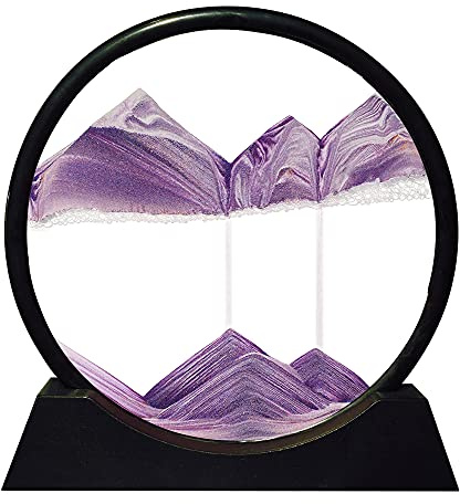 Aoderun Sablier Decoratif 20cm Sablier 3d Art Dynamique Peinture de Sable Qui Coule Rond Cadre Sable Mouvant Deco Bureau Salon Maison (Pourpre,20cm)