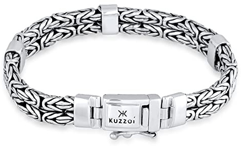 Kuzzoi 925 Silber Königsketten Armband Herren 8 mm Herrenarmband | Glieder Armband für den Mann Königskettenarmband Männer Breite