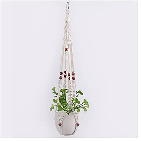 Makramee Pflanzbügel Indoor Wandbehang Pflanzer Korb Baumwollseil mit Perlen Boho Wohnkultur für Home Porch Balkon Fenster, 35,43 Zoll