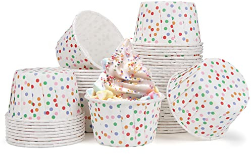 Spesh Lot de 50 Moule Muffins Papier Caissettes Cupcake Moule à Cupcake Mini Moule Jetable pour Mariage, Anniversaire, Noël(pois colorés)