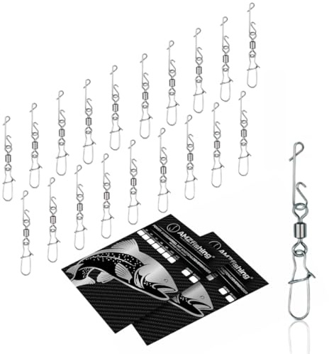 AMZfishing NEU 20x Knotenlosverbinder mit Hochleistungswirbel | Knotenlosverbinder mit Wirbel | Angelzubehör | Angeln Zubehör | Wirbelsortiment | Angeln Wirbel | Angelwirbel (20/8)