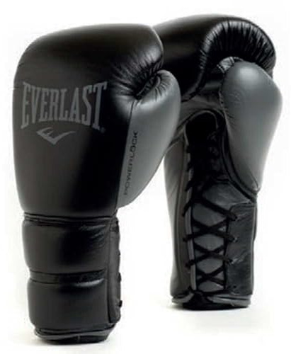 Guanti da Boxe Everlast Powerlock 2 Pro Laced 16oz Neri per sacco, colpitori e sparring, supporto al polso Turnback, imbottitura a 5 strati e sistema con lacci - Originale Everlast