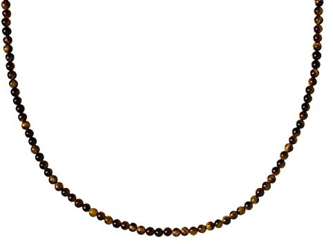 Tigerauge Kette - Edelstein Kette - Steinkette - Kugelkette 4mm - Edelstein wählbar (Tigerauge)