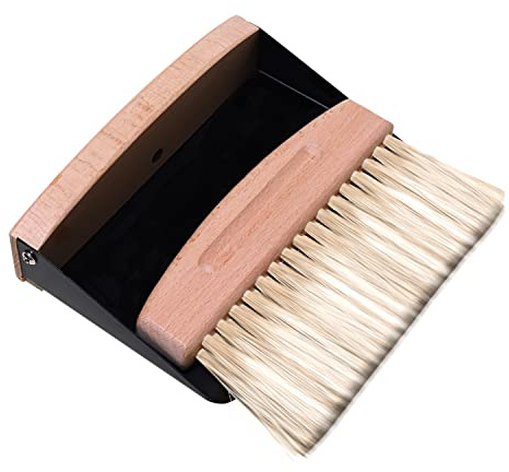 Aicharynic Schaufel und Besen Set, Tischbesen Besen und Kehrschaufel Set, Mini Kehrblech und Handfeger Besen, Handbesen mit Kehrschaufel Mini Besen Tischfeger Tischbürste Krümelbürste (Holzfarbe)