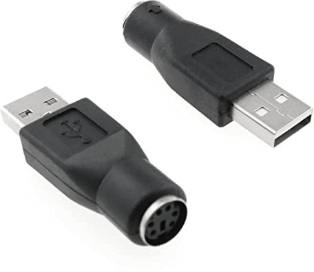 RLECS Adattatore USB a PS2 2PCS Nero PS/2 Femmina a USB Maschio Convertitore Adattatore per Mouse e Tastiera