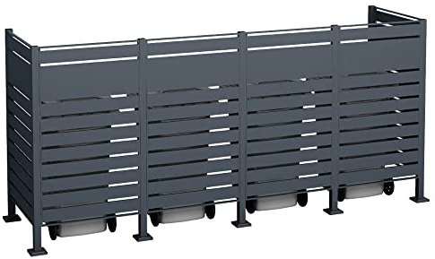 Westmann 4er Mülltonnenverkleidung Planum | Metall 320x80x150 cm Grau | Mülltonnen Sichtschutz & Mülltonnenbox für 4 Mülltonnen