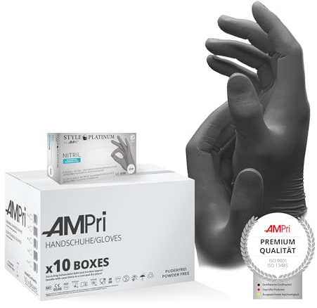 AMPRI Nitrilhandschuhe, silbergrau, platinum, 10 Box a 100 Stk, Größe S, puderfrei, Style PLATINUM by Med-Comfort: Nitril Einmalhandschuhe, Einweghandschuhe in den Größen XS, S, M, L, XL