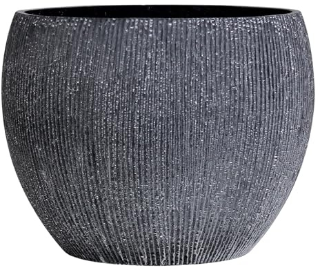 Olly & Rose Maceta Extra Grande – Maceta de jardín de carbón XL – Maceta de jardín XL con patrón Envejecido para Exteriores y macetas Grandes para Interiores – 46 cm
