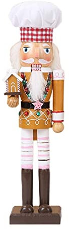 CARTBAE Nussknacker Figur Aus Holz Chef Nussknacker 38 1 cm Weihnachtliche Nussknacker Dekorationen Für Küche Esszimmer Tisch Weihnachtliche Nussknacker Ornamente Aus Holz Weihnachtsdekorationen Und