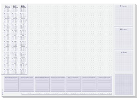 SIGEL HO355 Papier-Schreibtischunterlage, ca. DIN A2, mit 3-Jahres-Kalender und Wochenplan 2024 - 2026, 30 Blatt, Schreibunterlage, vegan, aus nachhaltigem Papier und Verpackung