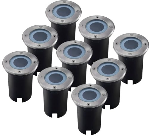 Ledvion - 9X LED Einbauleuchten Rund, IP67, GU10, 1m Kabel, Außenbeleuchtung, Terrassenbeleuchtung