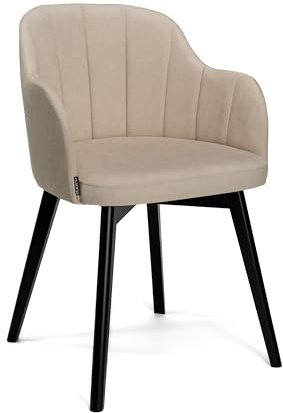Dublino Esszimmerstuhl Nikol mit Armlehne - 1.Stück - Esstisch Stuhl in Beige - Küchenstuhl - Posterstuhl - Essstuhl - Esstischstuhl für Küche, Wohnzimmer, Esszimmer, Büro - Seal 04