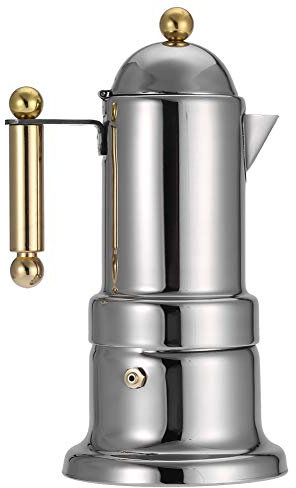 JOEBO Cafetière Moka, cafetière Italienne en Acier Inoxydable, cafetière Expresso sur cuisinière avec soupape de sécurité, 4 Tasses, cafetière Expresso