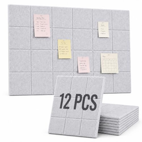 ZOFUN 12 Stück Filz Pinnwand Große, 30x30cm Pinnwand Filz Filzboard Memotafeln Memo Boards Korkplatte Wanddekoration, Bulletin Board zum Selbergestalten für Büro, Küche, Fotos, Memos