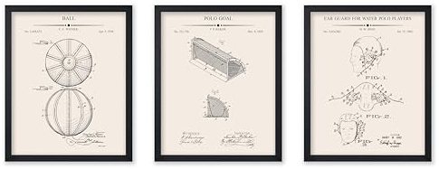 Poster Master 3-Piece Polo Goal Patent Print - Water Polo Blueprint Poster - Sports & Athlete Art - Technical Drawing Wall Design - Great Gym or Office Decor - 16x20 UNFRAMED Wall Art