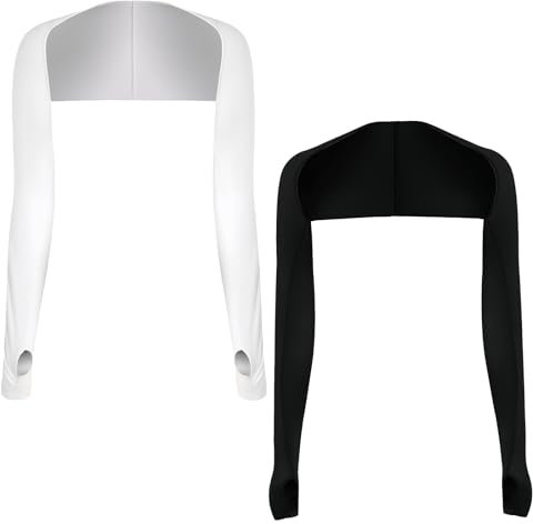 Pinsheng 2 Pezzi Scialle Donna Anti-UV Protezione Solare Maniche Braccio Traspirante Raffreddamento Scialle Maniche Braccio Manicotti a Scialle con Foro Dito per Golf Sport All'aria Aperta