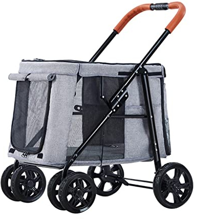 Hundetrolley Hundebuggys für große Hunde Großer Hundebuggy Mehrere Haustiere Katzenwagen Trolley Faltbarer Kinderwagen für 2 Katzen für Zwillinge oder mehrere Haustiere