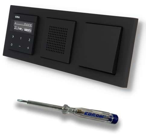 Gira 021309 Gira 021309 - Radio por Internet IP empotrable (232003, con Bluetooth, altavoz y interruptor táctil), color negro mate