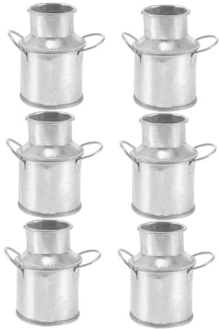 Cabilock Galvanized Mini Metal Buckets 6pcs Small Tin Pails Flower Holder Pitchers for Succulents Garden Decor Vintage 4.5cm Height Crafting Party Candy Containers